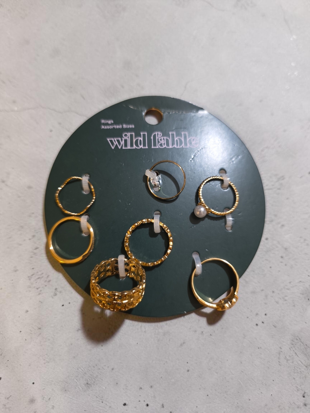 wild fable Gold-Tone 8-Piece Stackable Ring Set with Faux Pearl Accent
